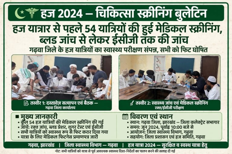 हज यात्रा से पहले 54 यात्रियों की हुई मेडिकल स्क्रीनिंग, ब्लड जांच से लेकर ईसीजी तक की जांच